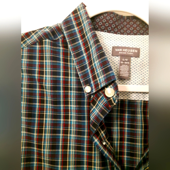 Van Heusen Never Tuck NWT Plaid Shirt Size L - Picture 4 of 7